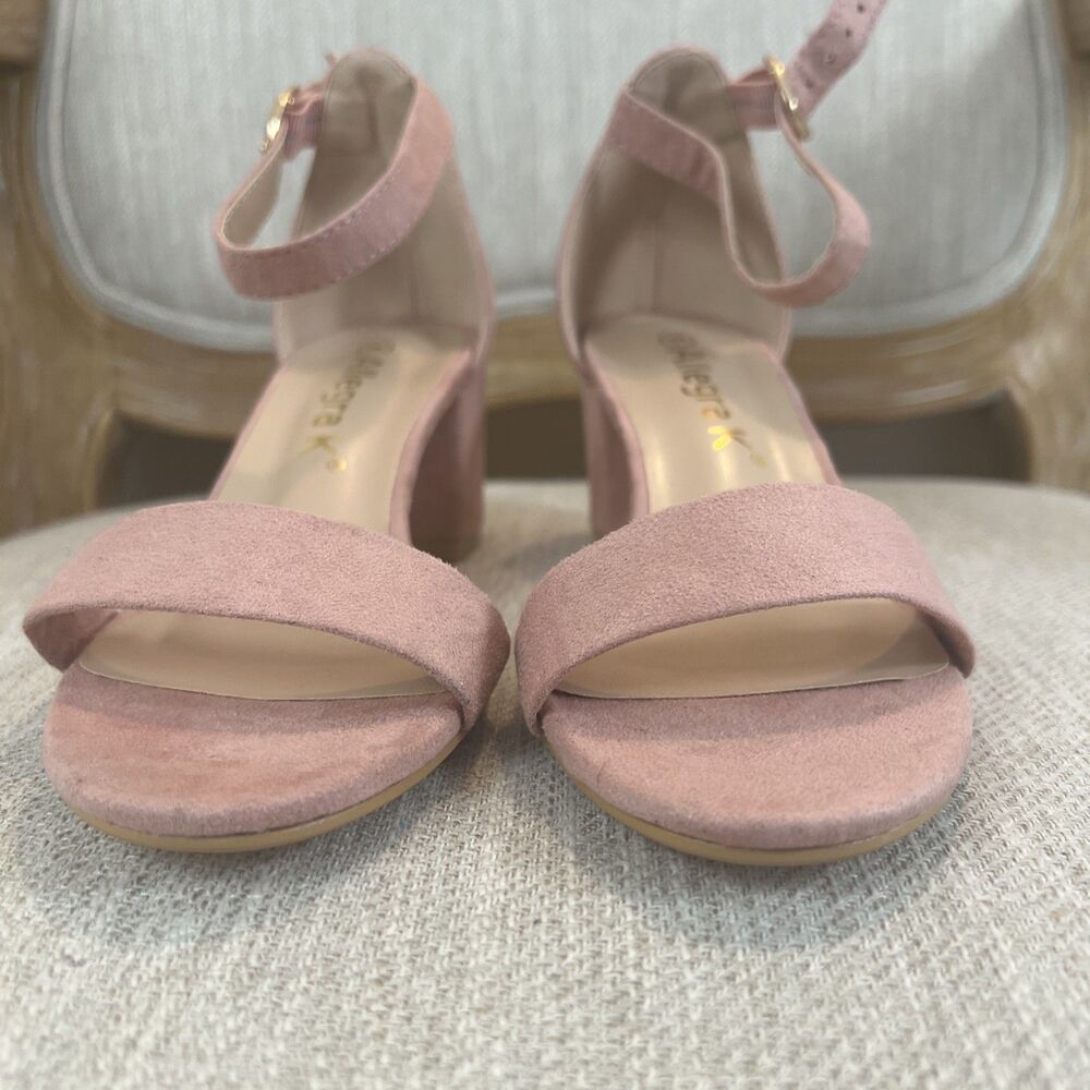 Allegra K Ankle Strap Block Low Heel Sandal Women's 6 Light Pink Wedding Summer - Picture 3 of 12